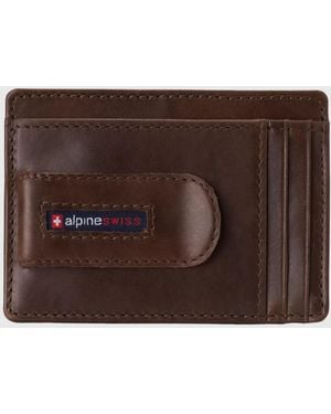 Alpine Swiss Rfid Safe Money Clip Wallet Minimalist Id Window Card Case Fpw - Brown