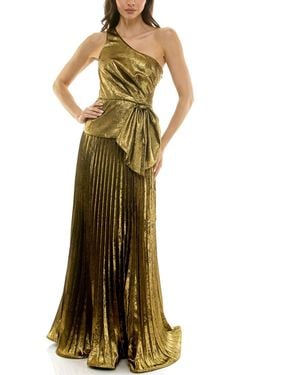 Taylor One-shoulder Flounce Hem Maxi Dress - Metallic