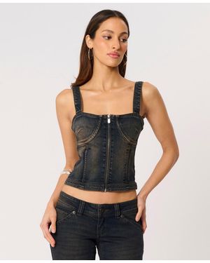 A.Brand Bowie Denim Bustier Top - Black