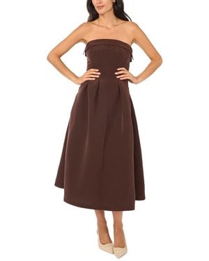 Parker Fit & Flare Pleated Strapless Midi Dress - Brown