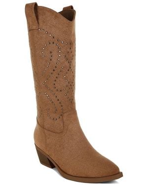Rag & Co Lariat Studs Embellished Cowboy Boots - Brown