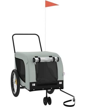 Vidaxl Pet Bike Trailer Gray And Black Oxford Fabric And Iron