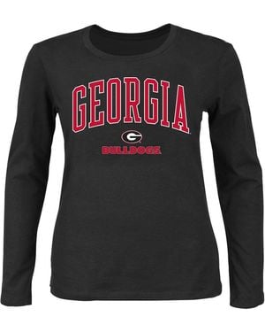 Profile Georgia Bulldogs Plus Size Arch Over Logo Crew Neck Long Sleeve T-shirt - Black