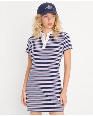 GOOD AMERICAN Stripe Stretch Polo Mini Dress - Blue