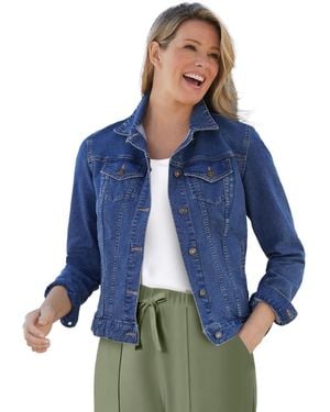 Woman Within Plus Size Stretch Denim Jean Jacket - Blue