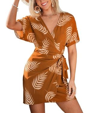 CUPSHE You Glad Tropical Mini Beach Dress - Brown