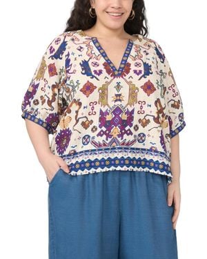 Vince Camuto Plus Size Split V-neck Top - Blue