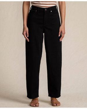 Lands' End Denim High Rise Barrel Leg Ankle Jeans - Black