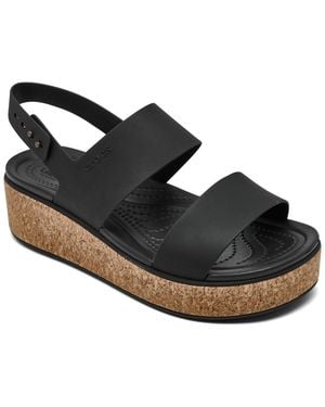 Crocs™ Brooklyn Cork Low Wedge Sandals - Black