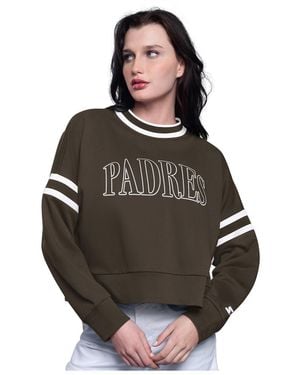 Starter San Diego Padres Power Play Cropped Pullover Sweatshirt - Brown