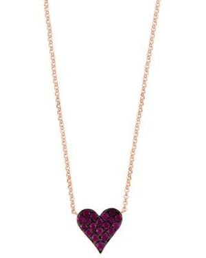 Effy Emerald Ruby Pave Heart Pendant Necklace Collection In 14k Gold Rose Gold - White