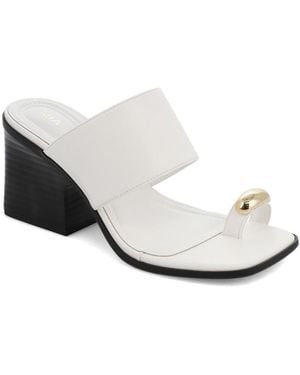 MIA Fawn Block Heel Slip-on Dress Sandals - White