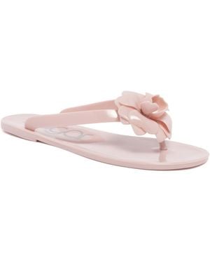 Sugar Rosebud Stud Open Toe Flat Sandals - Pink