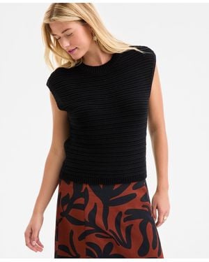 On 34th Textured-stitch Sleeveless Sweater - Black