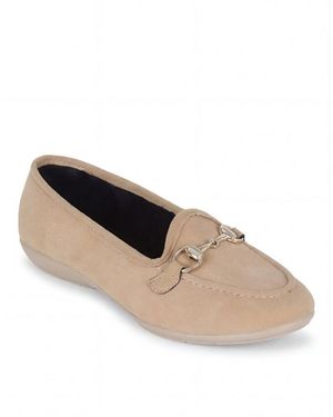 Menina Step Royal Suede Buckle Slipper - Natural
