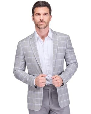 Gino Vitale Plaid Slim Fit Sportcoat Blazer - Gray