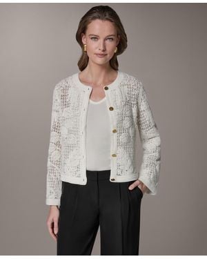 Donna Karan Crochet Button-front Jacket - Gray