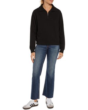 Three Dots Arta Quarter-zip Long-sleeve Pullover - Black