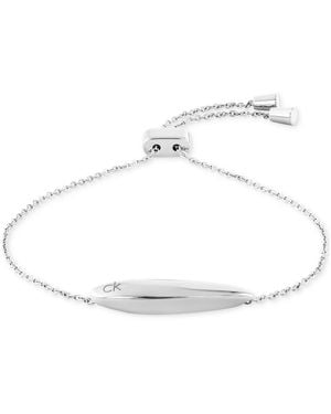 Calvin Klein Logo-etched Sculpted Slider Bracelet - White