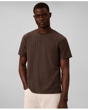 Calvin Klein Vertical Stripe Textured Crewneck T-shirt - Brown