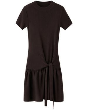 Mango Short-sleeve A-line Lace-up Dress - Black
