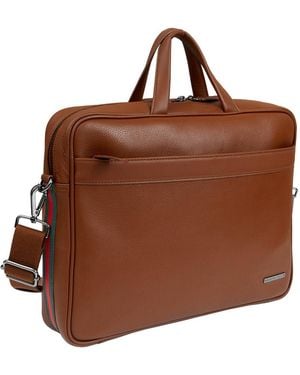 Boarding Pass The Hey Handsome 18in Pebble Grain Genuine Leather Briefcase - Brown