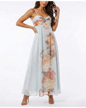 Taylor Twist-front Floral Empire Waist Sweetheart Neck Pull-on Dress - White