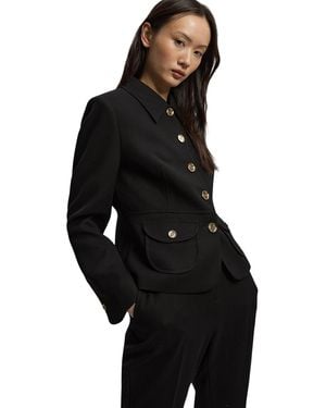 Karen Millen Textured Compact Stretch Tailored Blazer - Black