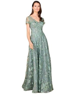 Lara Tonal Lace Ballgown - Green