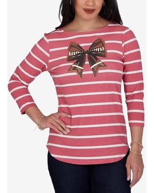 Ruby Rd. Petite 3/4-sleeve Boat-neck Curved-hem T-shirt - Red