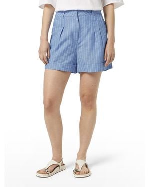 Scotch & Soda Scotch And Soda High Rise Linen Printed Shorts - Blue