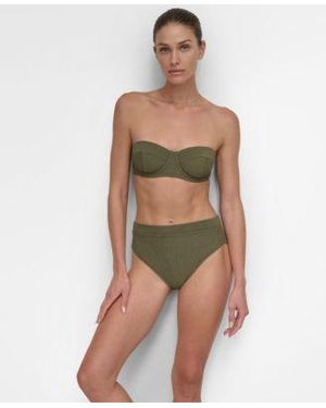 DKNY Textured Molded Balconette Bikini Top High Waist Bottoms - Green
