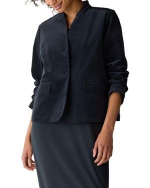 Eileen Fisher Corduroy High Collar Work Jacket - Blue