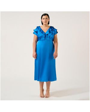 Estelle Poseidon Ruffle Midi Dress - Blue