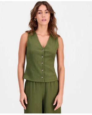 BarIII Textured Knit Vest - Green