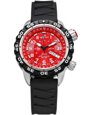 Abingdon Co. Jane Black Silicone Strap Watch 35mm - Red