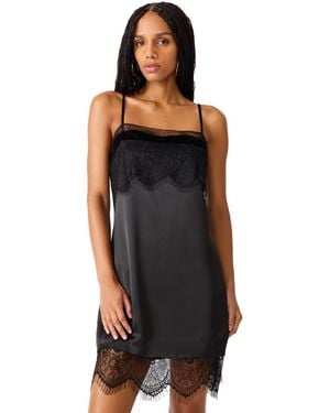 Steve Madden Keyton Square-neck Sleeveless Satin Dress - Black