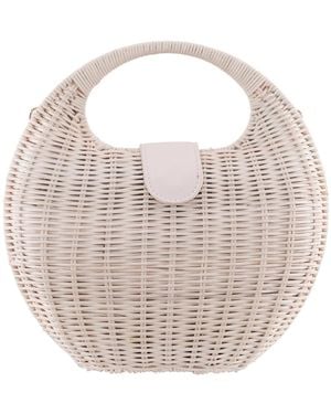 Nina Kava Rounded Rattan Small Satchel Bag - Pink