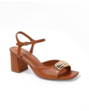BERNESS Kade nugget Accent Block Heel Sandals - Brown