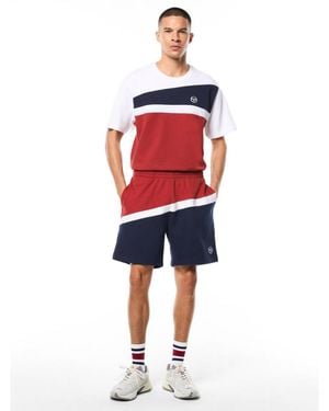 Sergio Tacchini Affilato French-terry Color-block Shorts - Red