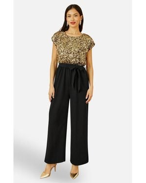 Yumi' Sequin Top Stretch Jumpsuit - Metallic