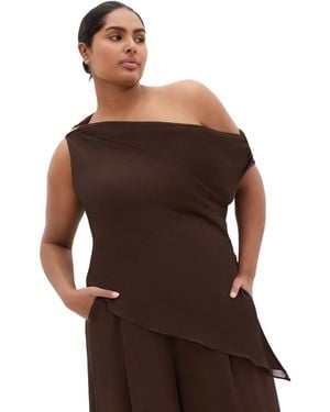 City Chic Plus Size Skyla Off Shoulder Top - Brown