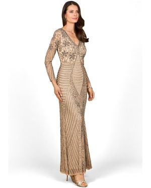 Lara Long Sleeve Beaded Maxi Gown - White
