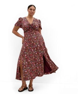 City Chic Plus Size Aliya Ditsy Print Maxi Dress - Red