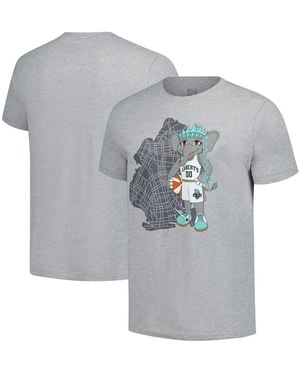Stadium Essentials And New York Liberty Ellie Mascot Borough T-shirt - Gray