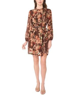 Msk Floral-print Ruffle Dress - Red