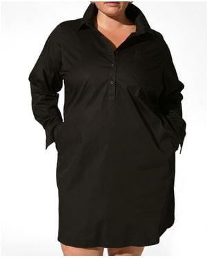 UNIVERSAL STANDARD Plus Size Stretch Poplin Rubicon Shirtdress - Black