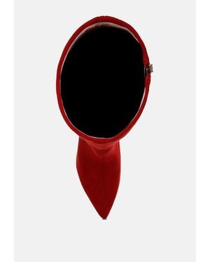 LONDON RAG Star Gazer Slim Block Heel Long Boots - Red