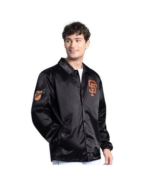 Starter San Francisco Giants Cooperstown Collection Point Man Full-snap Coaches Jacket - Black