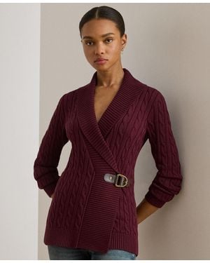 Ralph Lauren Petite Buckled Cotton Sweater - Red